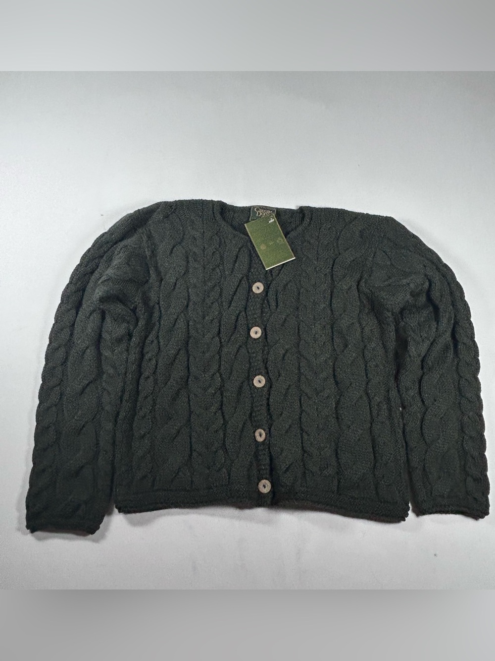 NEW Carraig Donn Sweater Womens L Cardigan Wool Cable Knit Chunky Made Ireland
